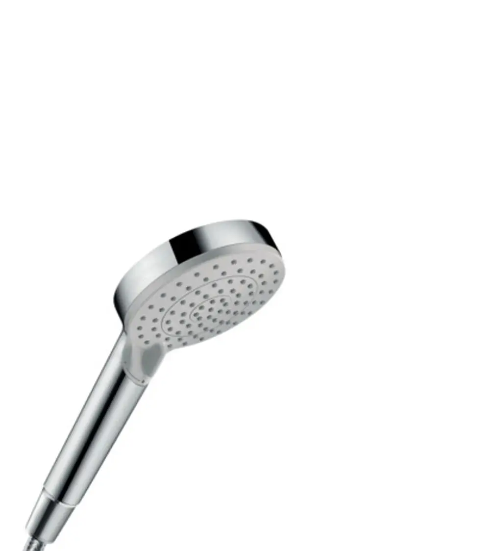 Hansgrohe Handbrause in verchromtem Design, runde Kopfbrause mit gleichmäßig angeordneten Düsen. Ideal für die Bad- oder Duschmontage.